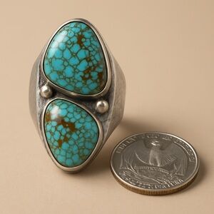Navajo Silver Nevada Blue Turquoise Ring